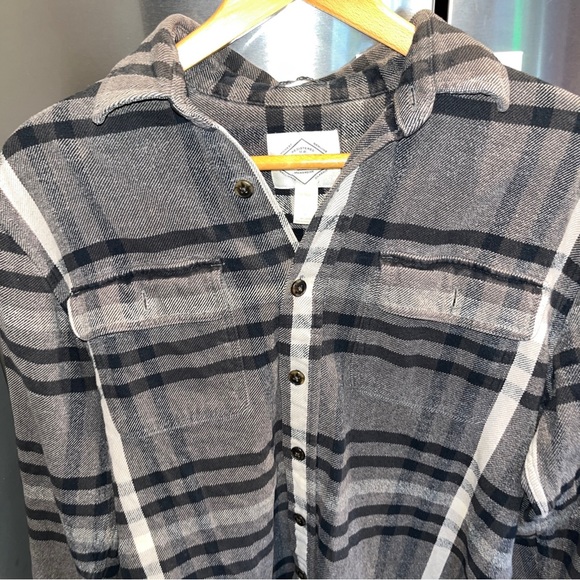 St Johns Bay BLACK GRAY work SHIRT “Classic Fit” heavy plaid FLANNEL Cotton LRG - Picture 5 of 16